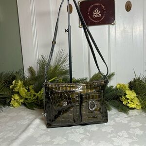 Brighton JETSON 'CHER /Muse 'Crossbody Purse Crocodile Leather Olive Green